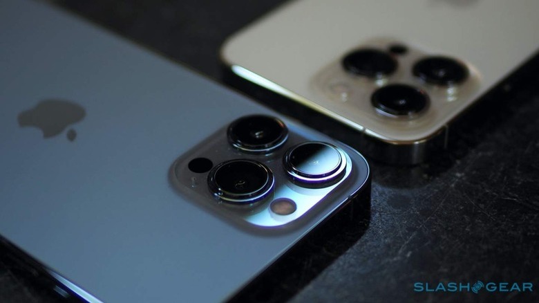 iPhone 13 Pro Max in blue and gold with triple back cameras