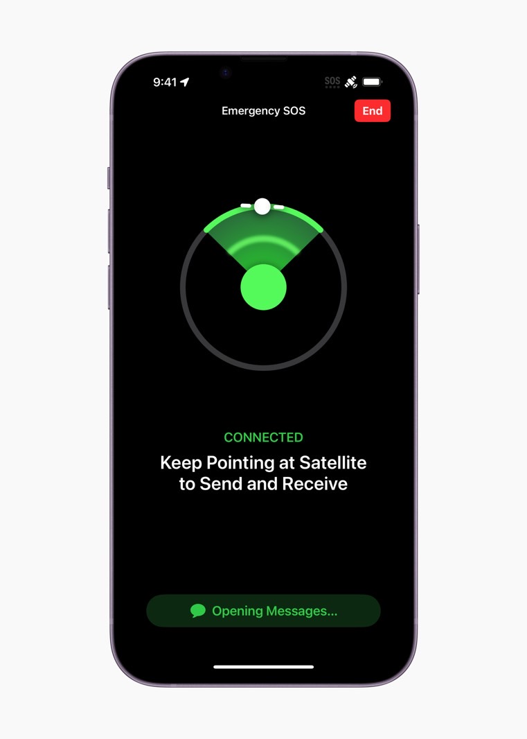 Locating a satellite on iPhone 14 for Emergency SOS communication.
