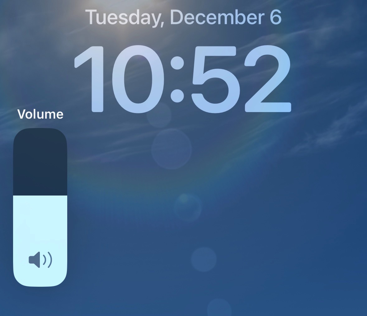 The volume slider increases in size when you tap it to change volume.