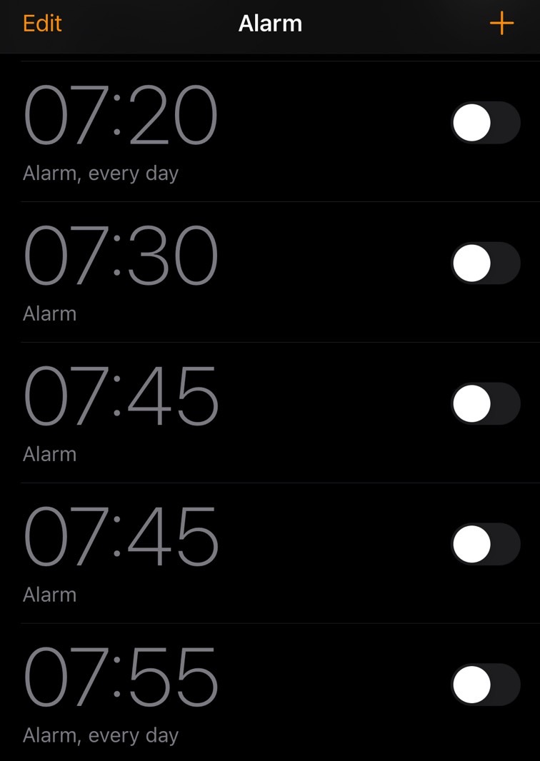 The automation has created two 7:45 alarms on consecutive days.