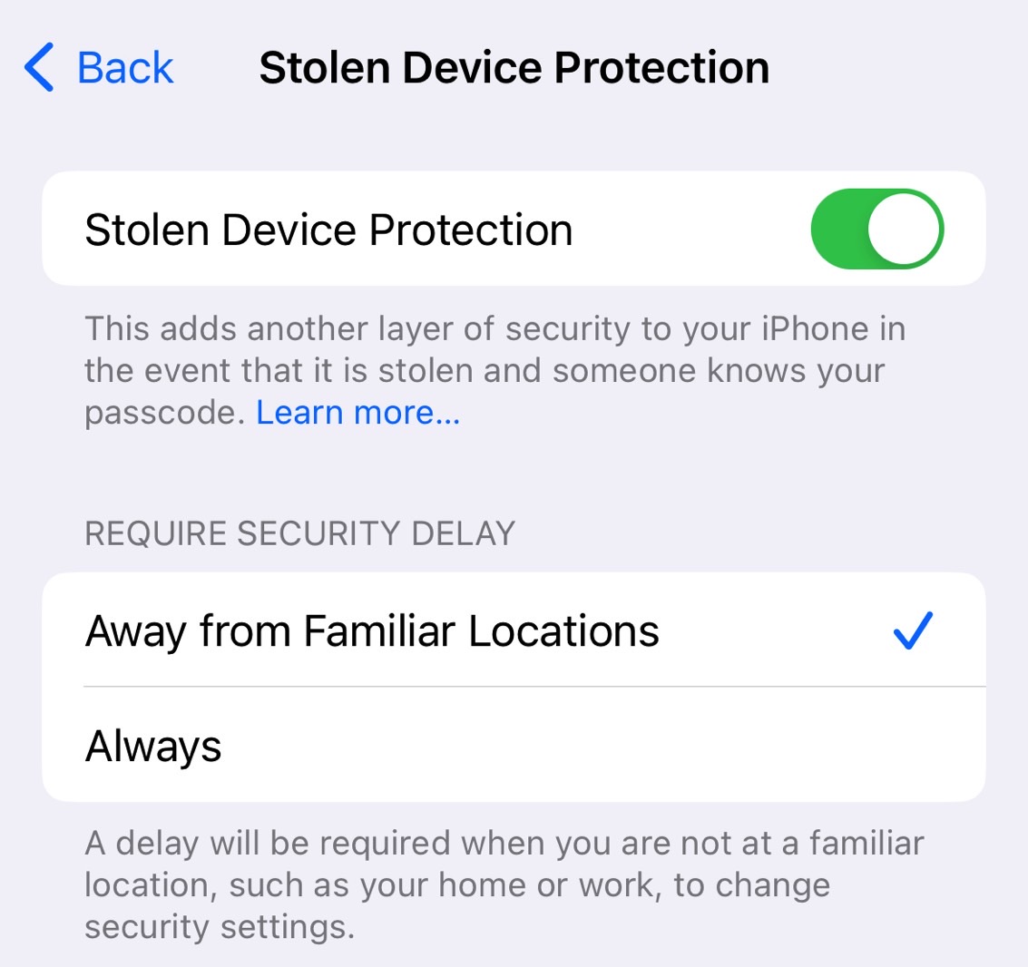 iOS 17.4 beta 1 brings changes to Stolen Device Protection.