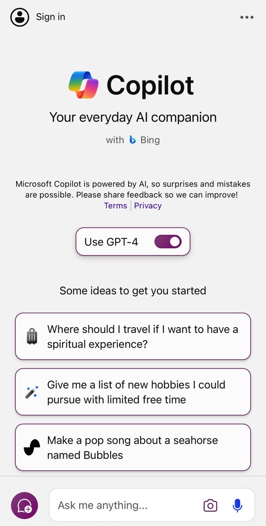 Enable GPT-4 access in Microsoft Copilot on iPhone.