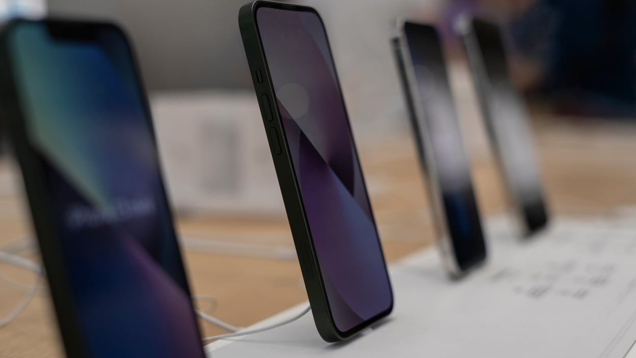 row of iphones