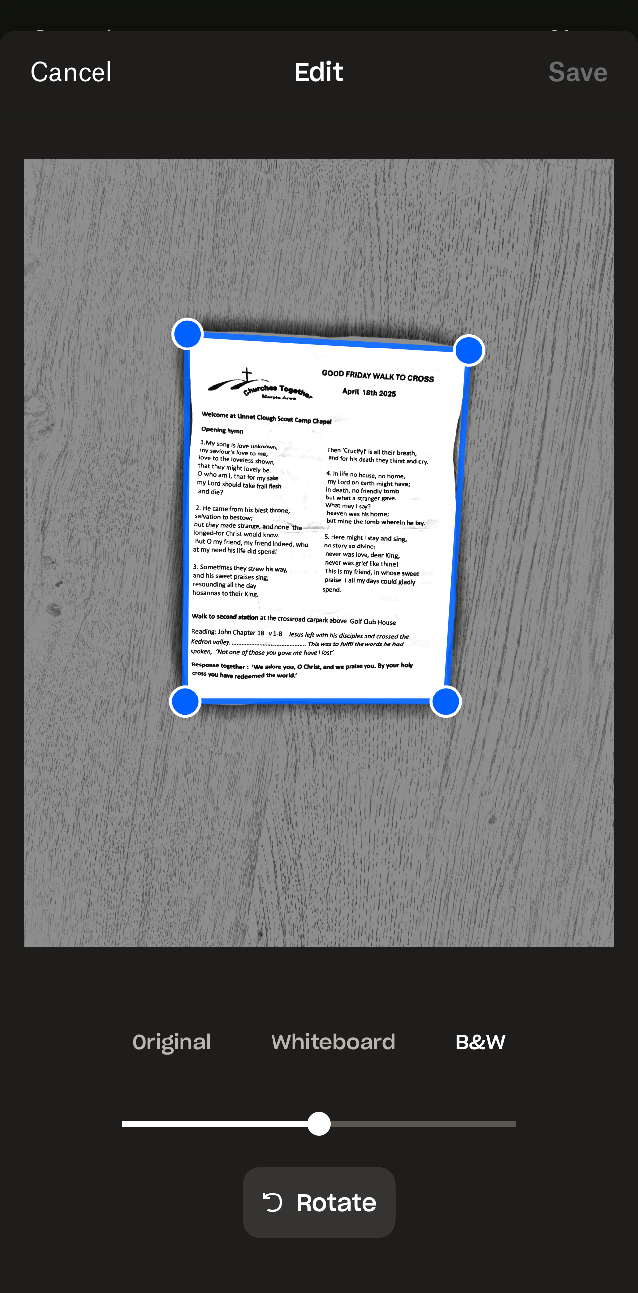 A document with a blue outline around it.