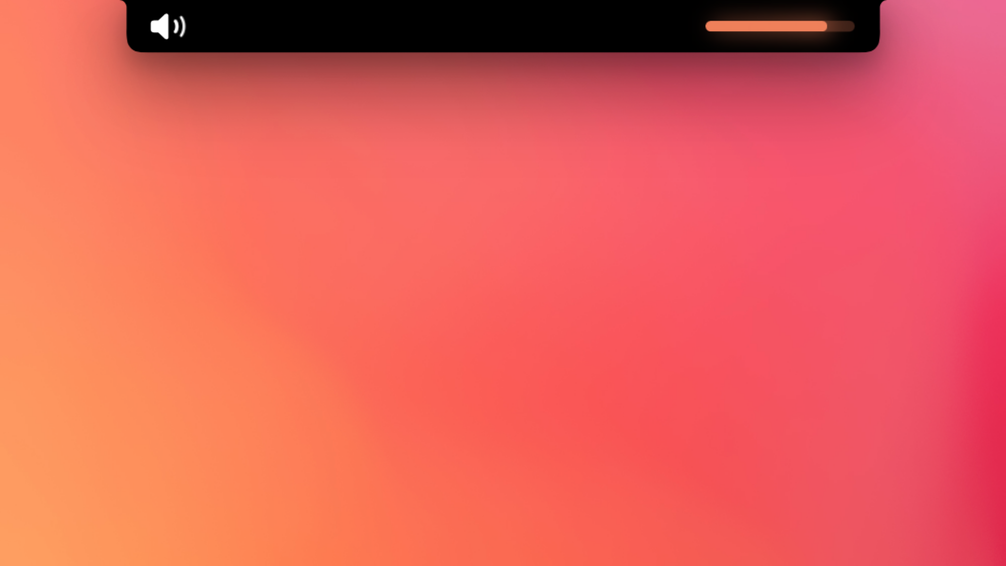 The volume slider in Alcove's notch app.