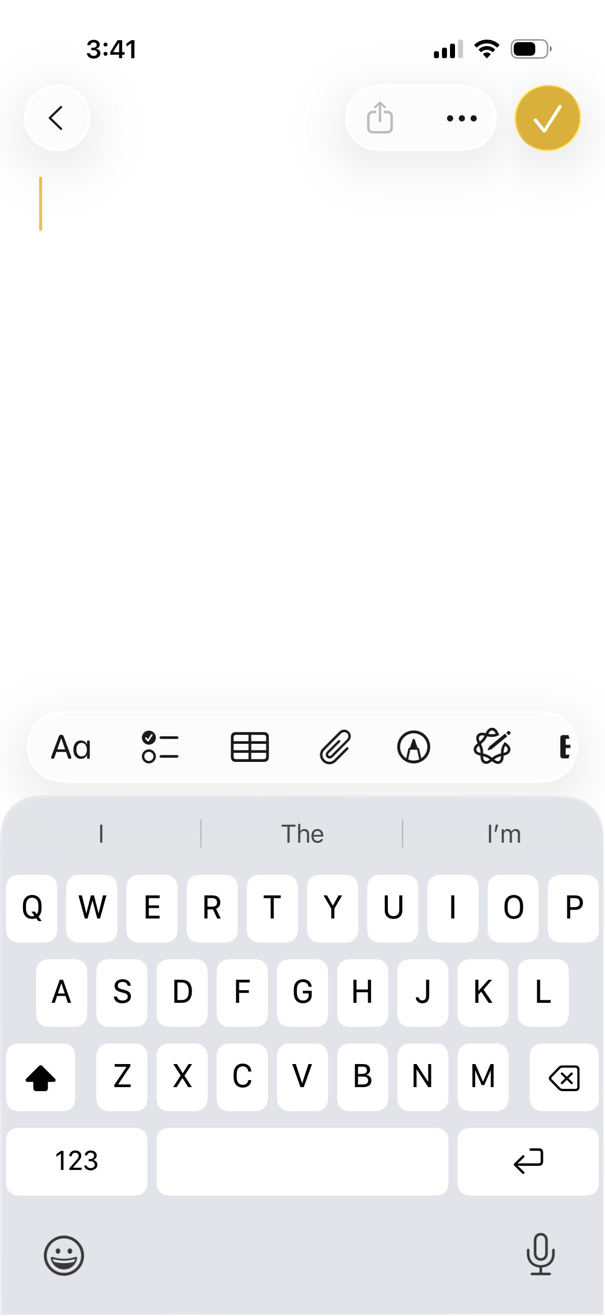 A screenshot of iOS 26’s Notes app.