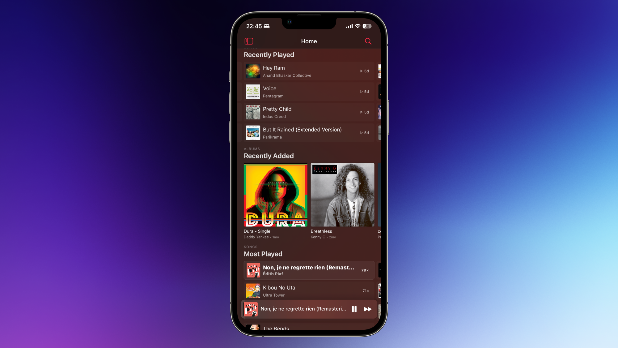Using Marvis, a third-party app for Apple Music.