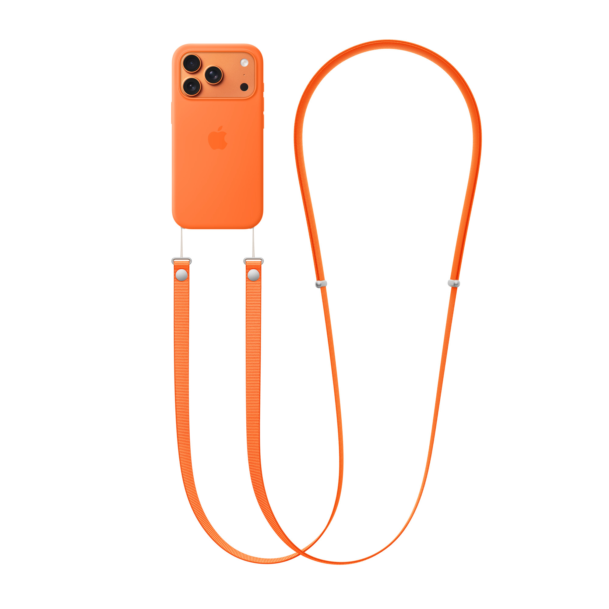 The Apple iPhone crossbody strap in orange.