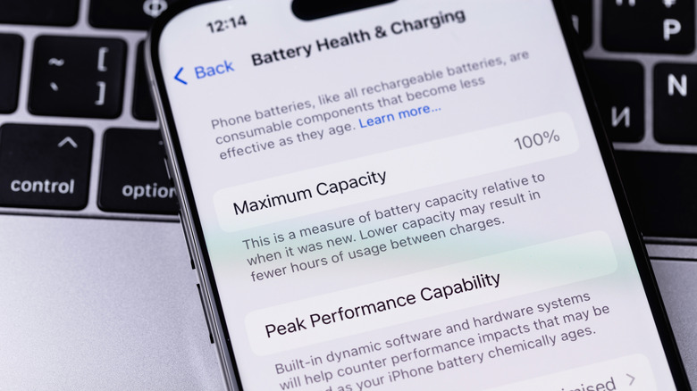 Checking battery health on an iPhone.