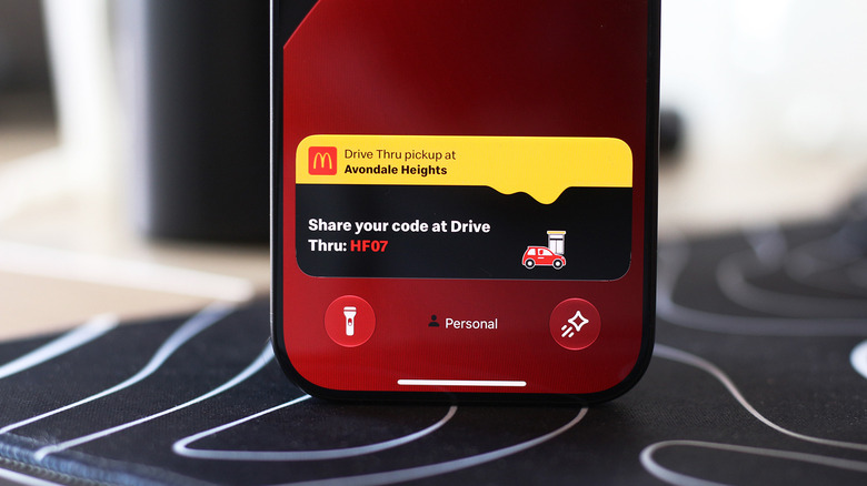 Close-up of a McDonald's Live Activity on an iPhone's Lock screen.